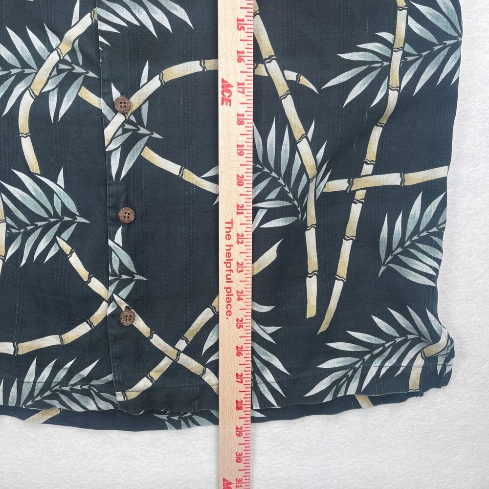 Tommy Bahama Mens Silk Bamboo Palm Print Camp Shirt Black Short Sleeve Medium - Picture 7 of 8